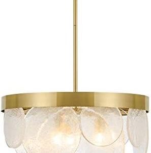 Lámpara NOHRA, colgante, metal dorada, cristal