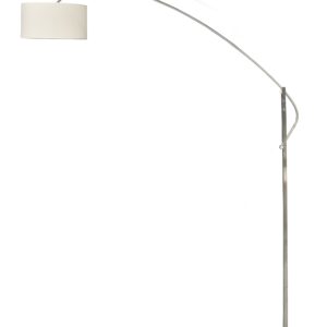 Lámpara OMEGA, pie de salón, cromada, mármol, pantalla blanca