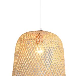 Lámpara POLINESIA, colgante, pantalla de bambú natural trenzado