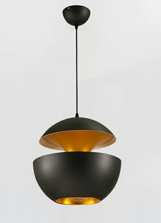 Lámpara URSULA, colgante, metal, negro-dorado
