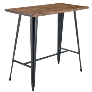 Mesa alta TOL EK WOOD, acero, madera, negra, 120 x 60 cms