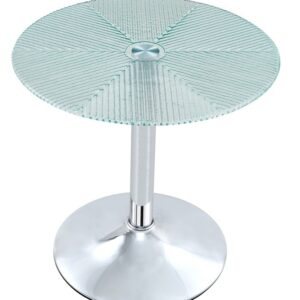 Mesa AVEIRO, baja, cromada, cristal templado térmico, 50 cms diámetro
