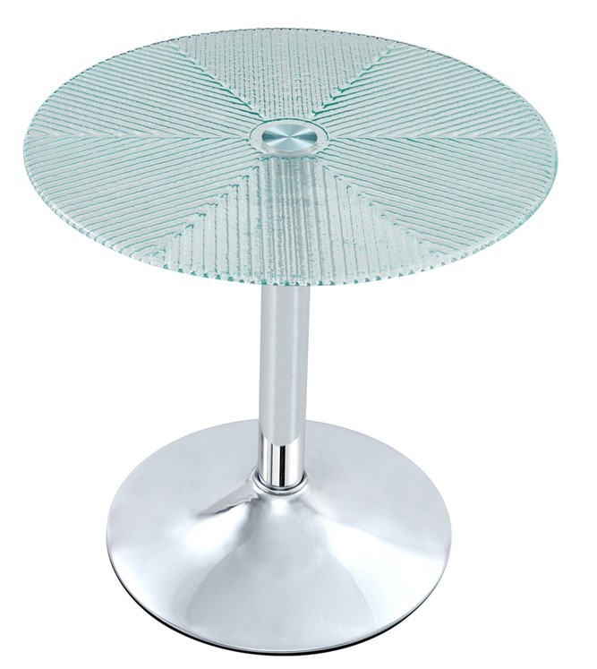 Mesa AVEIRO, baja, cromada, cristal templado térmico, 50 cms diámetro