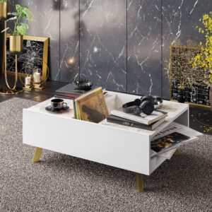 Mesa baja ELOISE, bilaminado mármol blanco, 89,5 cms.