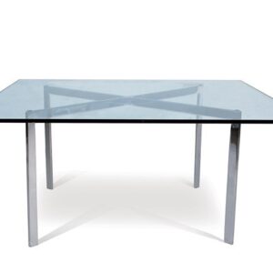 Mesa BCN, baja, acero inoxidable, cristal, 102x102 cms