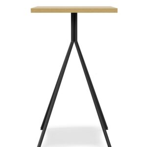 Mesa BISTRÓ, alta, metal negro, tapa de MDP color miel, 60 x 60 cms