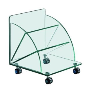 Mesa COIMBRA, baja, ruedas, cristal, 38*38*43 cms