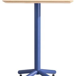 Mesa COLMAR, alta, azul, tapa de contrachapado revestido con HPL, color natural, 70 x 70 cms