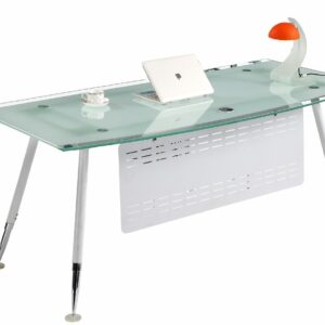 Mesa de oficina ACRE, vidrio templado blanco, 180 x 85 cms