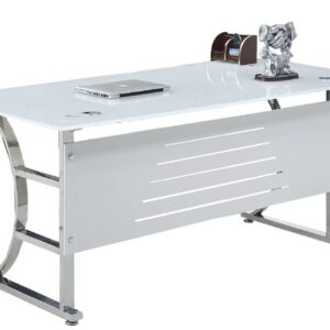 Mesa de oficina CADORE, vidrio templado super blanco, 160 x 80 cms
