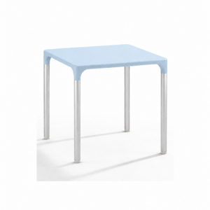 Mesa ELIANA, aluminio, polipropileno azul claro 74x74 cms