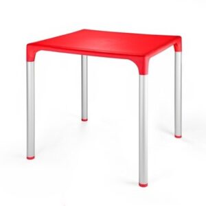 Mesa ELIANA, aluminio, polipropileno rojo 74x74 cms