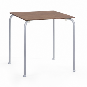 Mesa FERAY NEW, apilable, epoxi color gris, tablero fenólico castaño 69 x 69 cms.