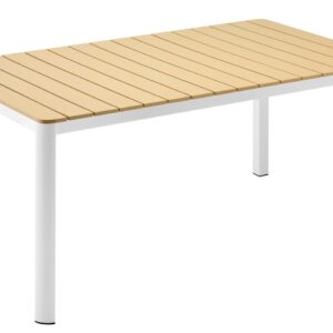 Mesa GARIBALDI, metal blanco, tablero polywood amarillo, 160 x 90 cms.