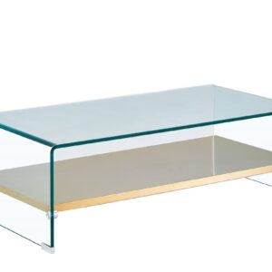 Mesa POITIERS, baja, estante, cristal, 110x55 cms