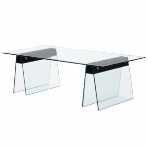 Mesa SELENE, baja, madera, cristal templado, 120x60 cms