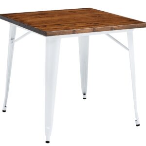 Mesa TOL EK WOOD, acero, madera, blanca, 80x80 cms