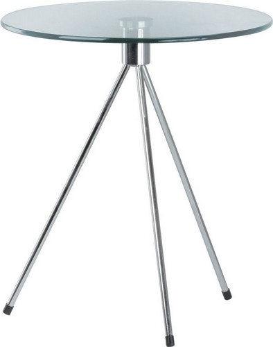 Mesa TRIPLICATE, baja, cromada, cristal, 50 cms diámetro.