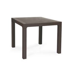 Mesa TROPICAL, lisa, polipropileno marrón chocolate, 80 x 80 cms
