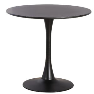 Mesa TUL (TO), base de metal, tapa lacada negra, 80 cms de diámetro