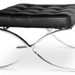 Ottoman BARNA (T), acero inoxidable, piel top negra
