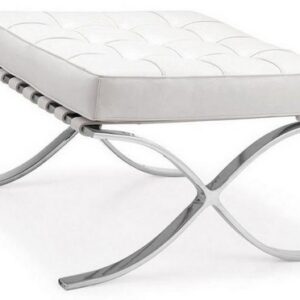 Ottoman BARNA (T), acero inoxidable, similpiel blanca