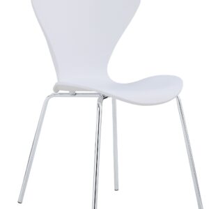 Silla ARNE NEW, apilable, cromada, polipropileno blanco