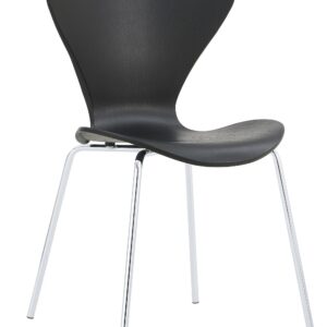 Silla ARNE NEW, apilable, cromada, polipropileno negro