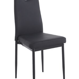 Silla AROSA, apilable, metal, similpiel negra