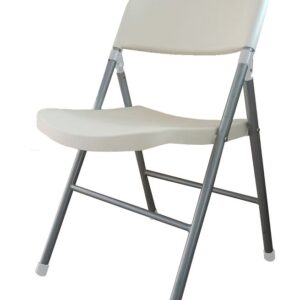 Silla BEACH, plegable, metal plata, polietileno blanco