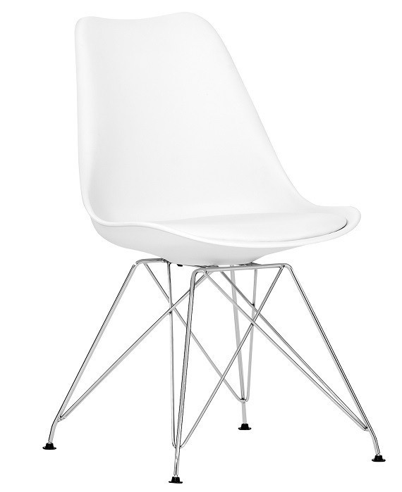 Silla BELLA (SU), cromada, carcasa y cojín blanco