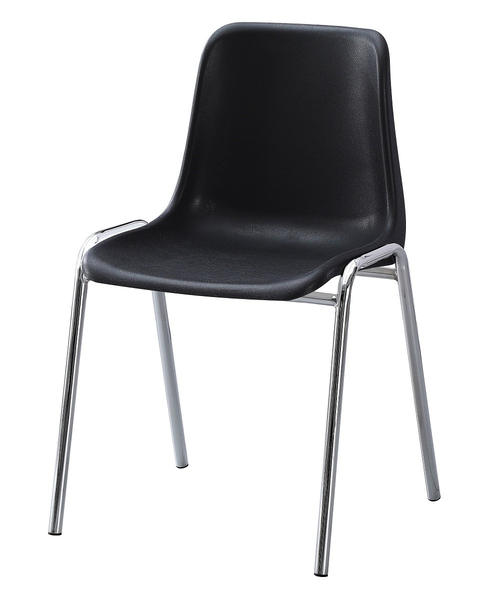 Silla CARCASA, apilable, cromada, polipropileno negro
