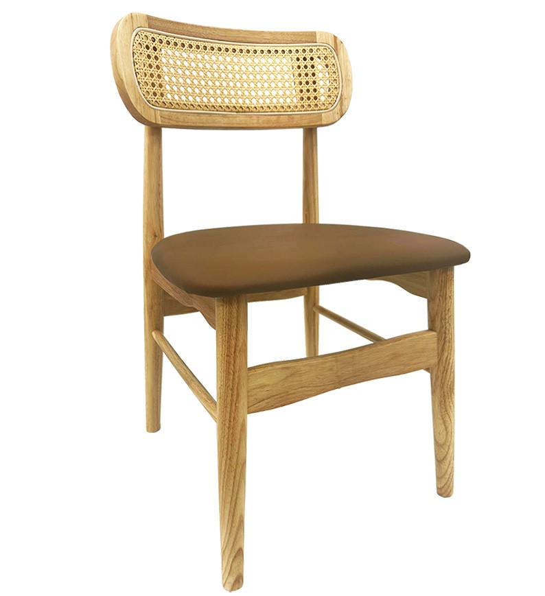 Silla CÁUCASO, madera, rejilla, similpiel marrón