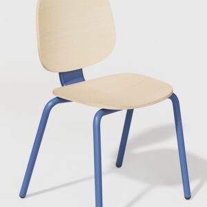 Silla COLMAR, apilable, azul, contrachapado revestido con HPL, color natural