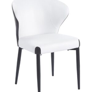 Silla DAVOS, metal, tapizado similpiel marrón y blanco