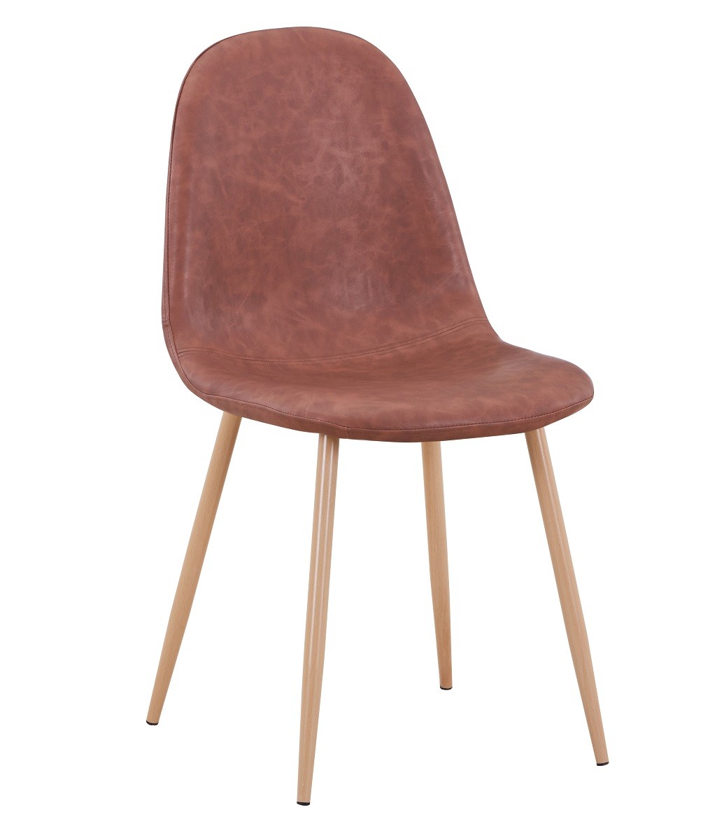 Silla EPOQUE NEW, patas metálicas, similpiel vintage cuero 3-2