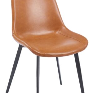 Silla MADRIGAL, metal, similpiel vintage marrón