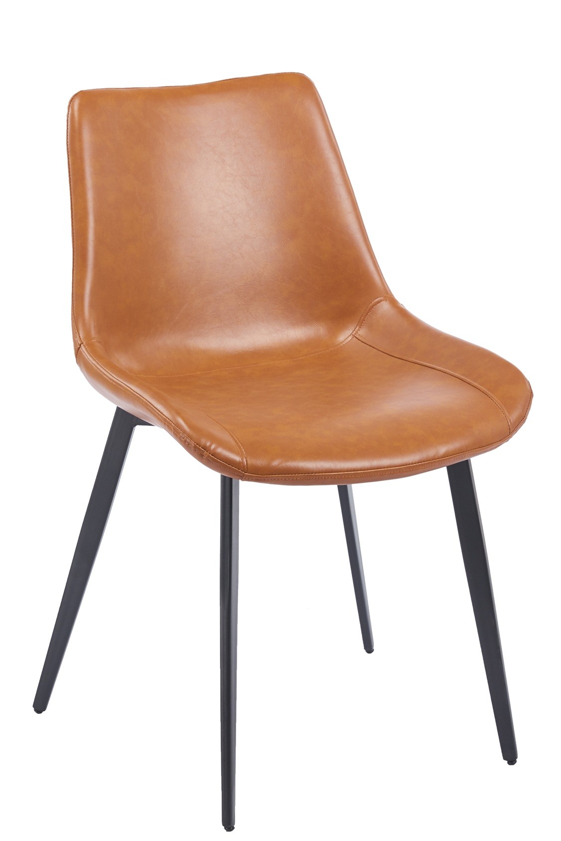 Silla MADRIGAL, metal, similpiel vintage marrón