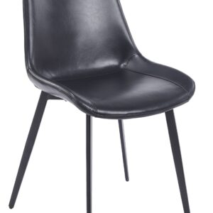 Silla MADRIGAL, metal, similpiel vintage negra