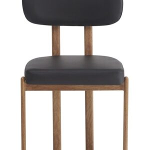 Silla MESINA, metal acabado de color madera, similpiel negra