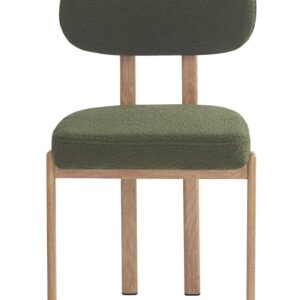 Silla MESINA, metal acabado de color madera, tejido bouclé verde oscuro 23
