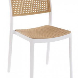 Silla NIJAR BB, apilable, tratamiento anti UV, polipropileno blanco y beige