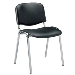 Silla NIZA NEW AM, chasis cromado, similpiel negra*