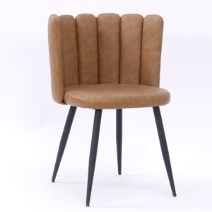 Silla RAMSÉS, metal, tapizado similpiel marrón claro