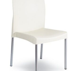 Silla SANDRA, aluminio, polipropileno blanca*