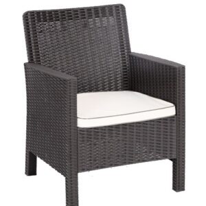 Sillón ADRIATICO, polipropileno marrón chocolate, cojín beige