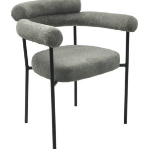 Sillón CERVANTES, metal, tapizado tejido bouclé gris