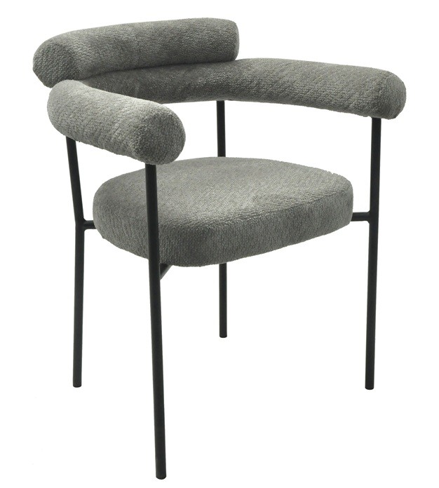 Sillón CERVANTES, metal, tapizado tejido bouclé gris