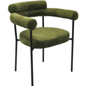 Sillón CERVANTES, metal, tapizado tejido bouclé verde oscuro