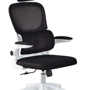 Sillón de oficina BERNAY, alto, blanco, malla y asiento negro